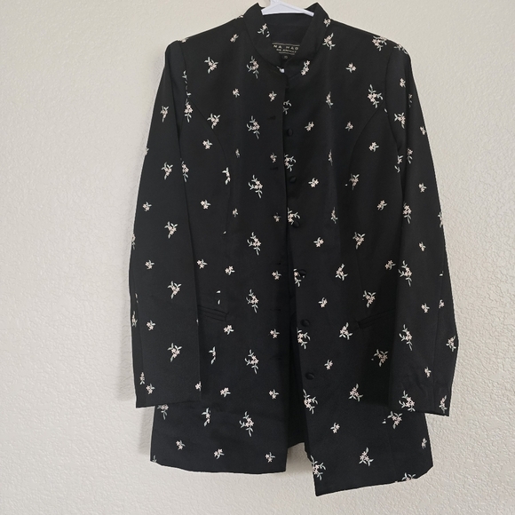 Tina Hägen Size 10 Floral Black Women's Blazer Jacket - Picture 2 of 8